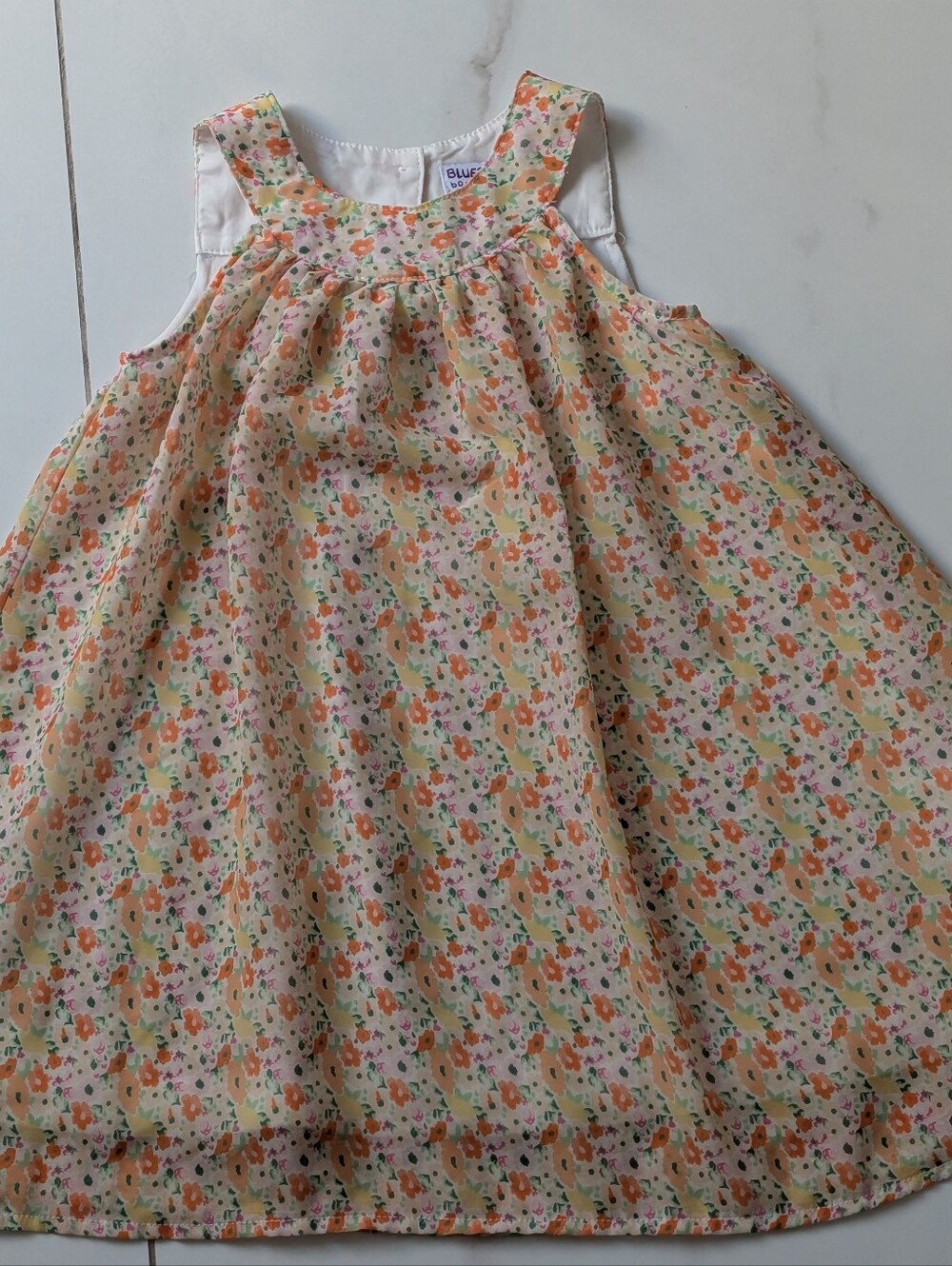 Blueberi Boulevard Peach Floral Casual Girls Dress